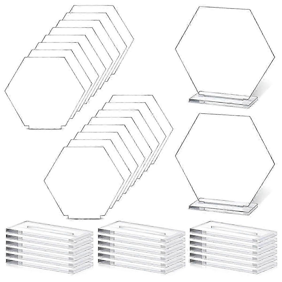 18pcs Acrylic Table Numbers Hexagon Table With Holder Sublimation Diy Clear Table Name Cards For Pa
