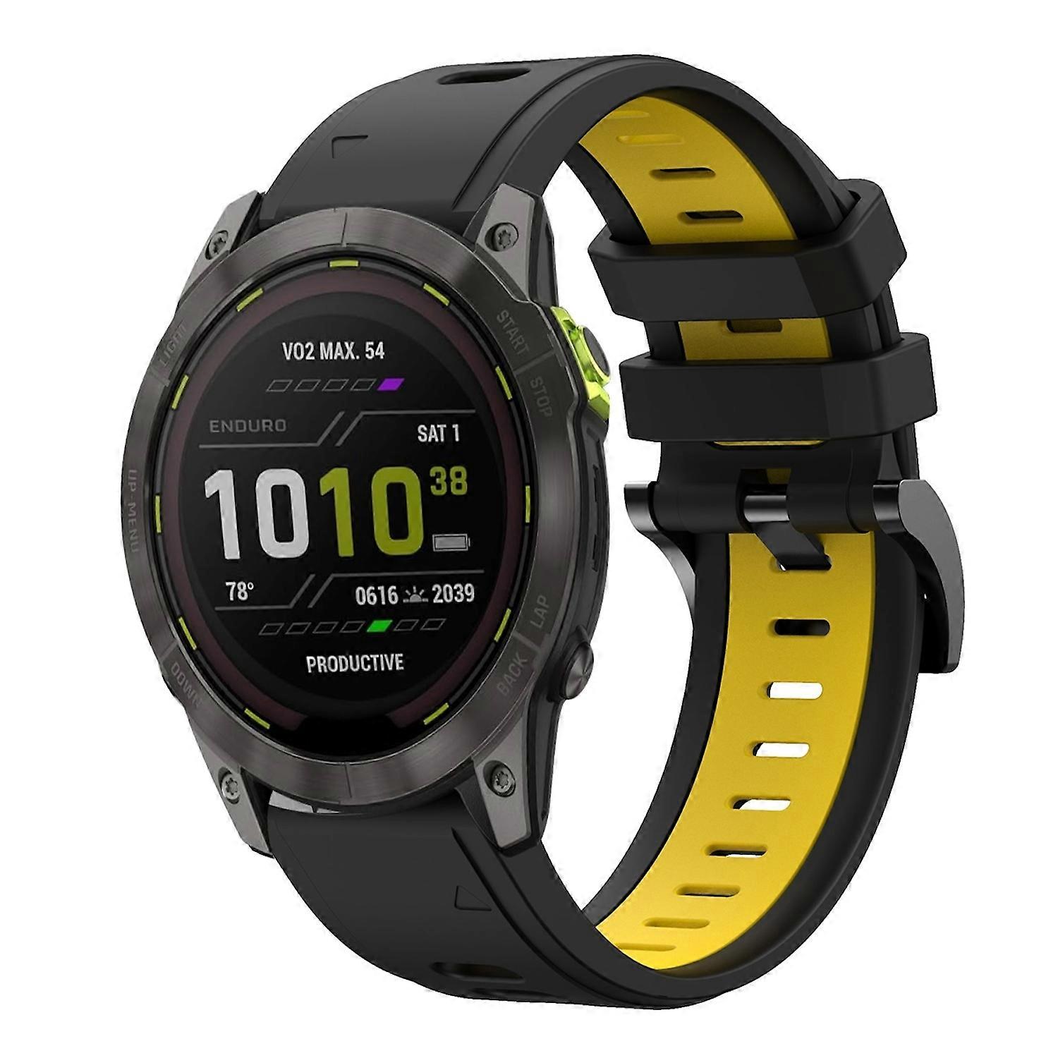 For Garmin Enduro 3 Two-Tone Sports Silicone Wristband Black/Yellow