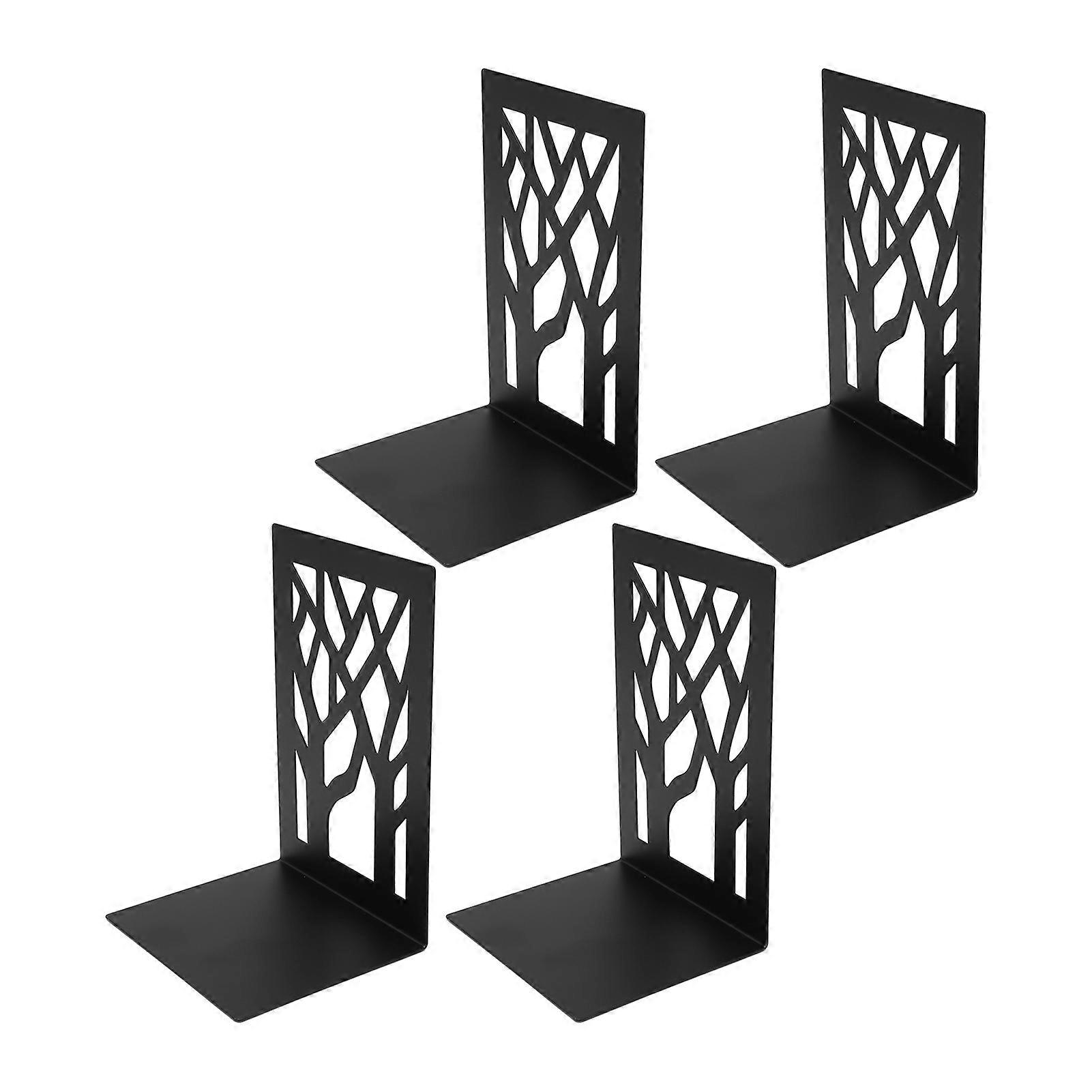 4Pcs Metal Book Ends Orderly Storage Arbitrary Adjustment Smoother Edges Innovative Bookends Decorative for Home School Tree