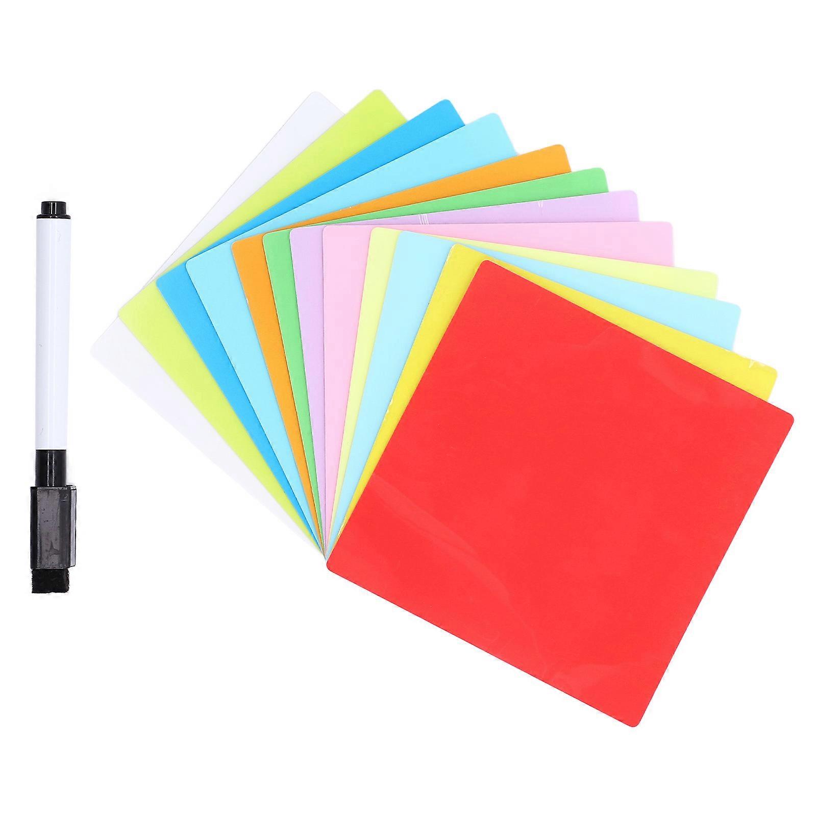 12pcs Dry Erase Notes Set Reusable Washable Removable Mini Board Squares Notes with Marker for Recording