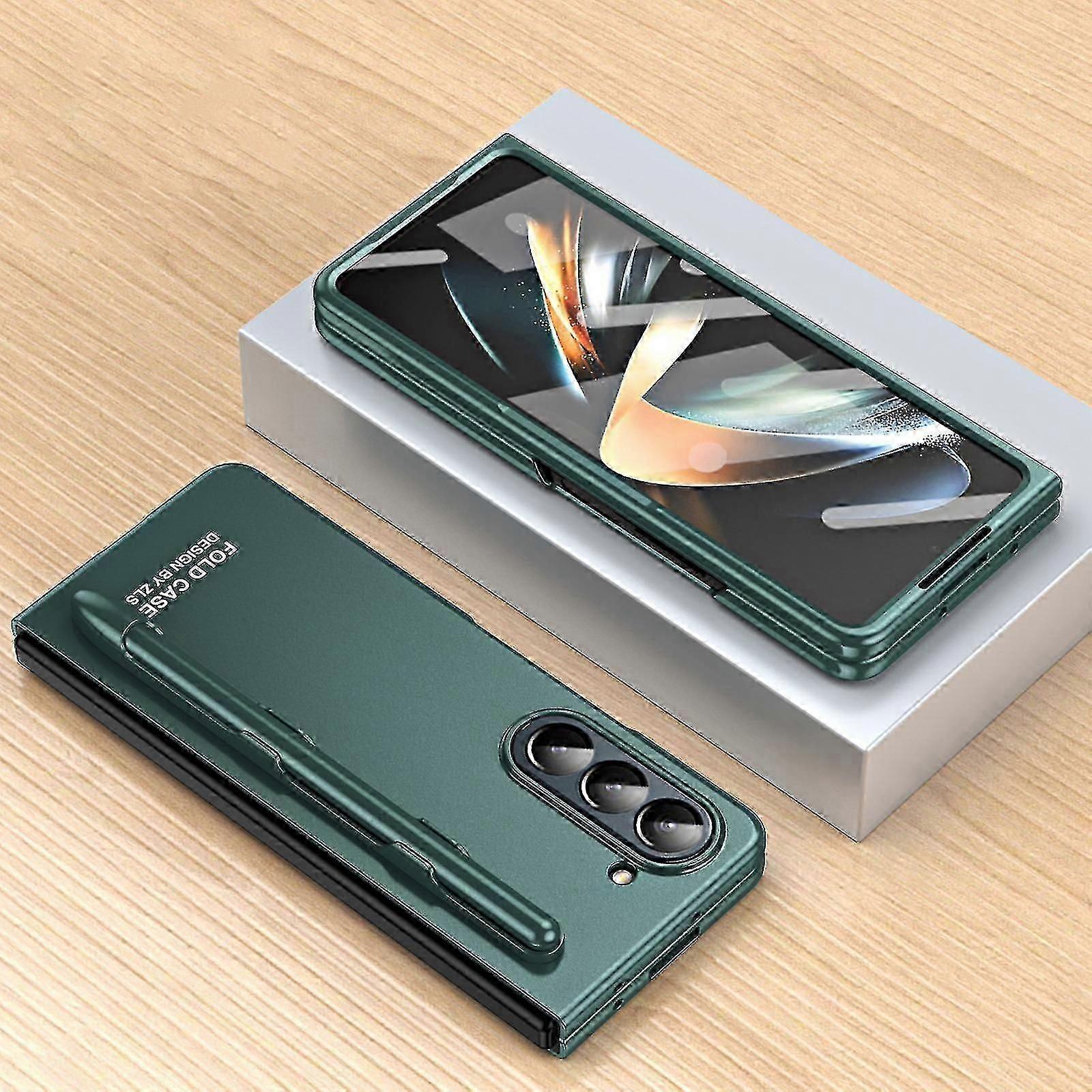 כיסוי מארז Z Fold 5 עם S Pen ומחזיק S Pen, נרתיק מגן לטלפון עם סרט מגן מסך קדמי לסמסונג Fold5 בוריס