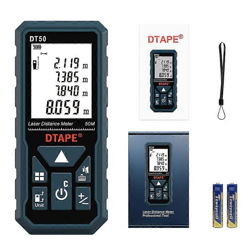 Digital Laser Distance Meter,DT50 50m Digital Laser Meter,Length/Area/Volume/Pythagorean Theorem The