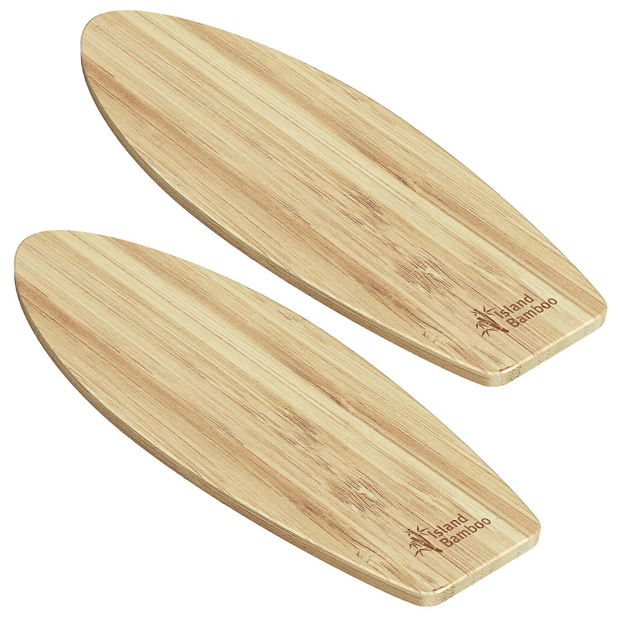 Bamboo Surf Board Cutting Board Set 23 X 7.5 Inches Honey Stripe Design 2-Pack
