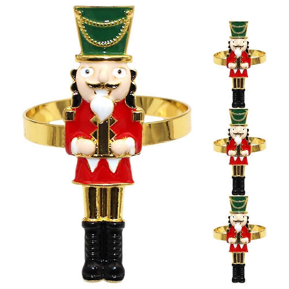 4-Piece Nutcracker Christmas Napkin Rings Set - Holiday Table Decor for Festive Dining, Durable Resin, Red and Green Design