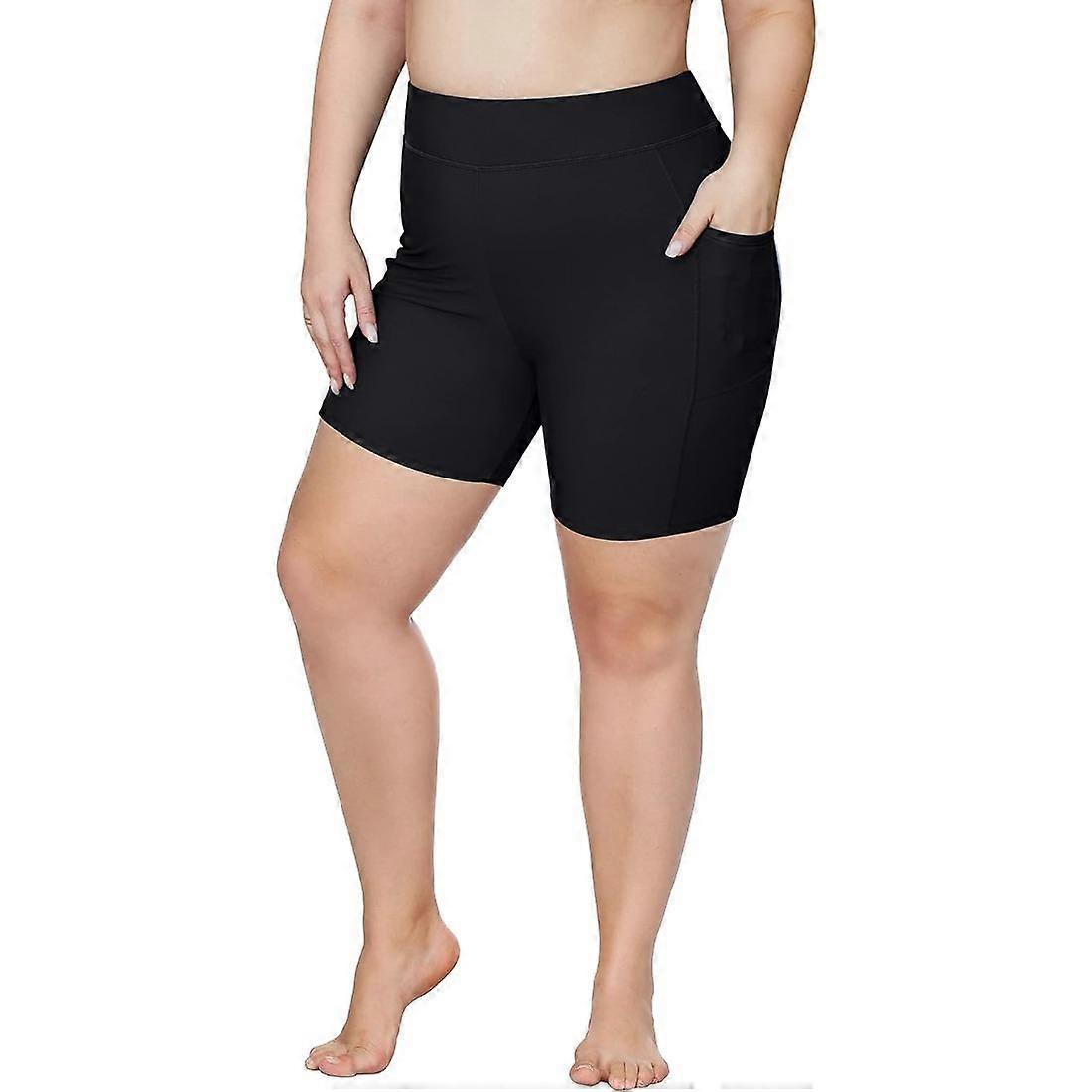 Charmleaks Womens Plus Size Swim Shorts High Waisted Swimsuit Shorts Boyleg Swim Bottoms