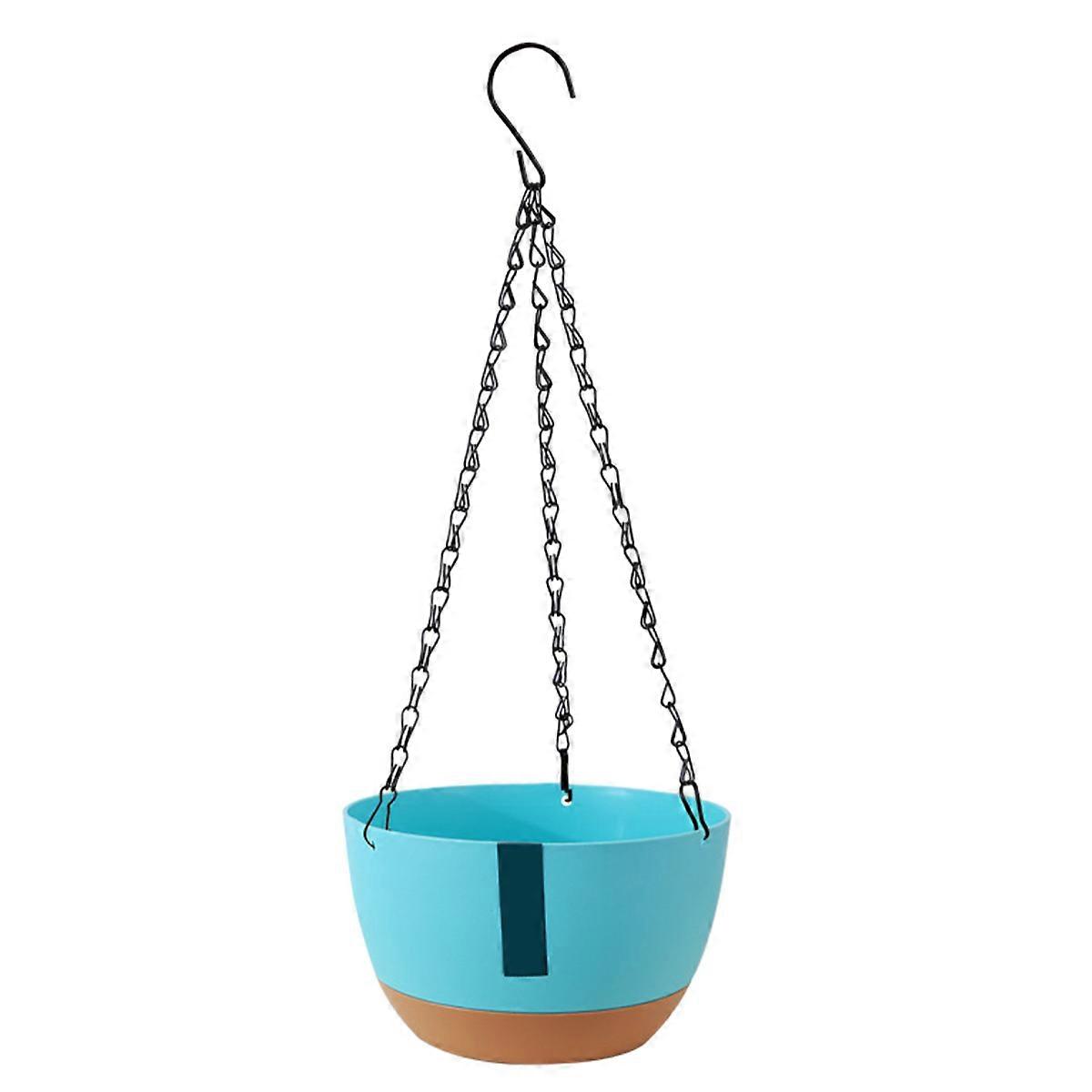 20.5 * 12.5 * 13cmブルーハンギングダブルチェーンハンギングバスケットプランターホームバルコニー屋内自動吸水池