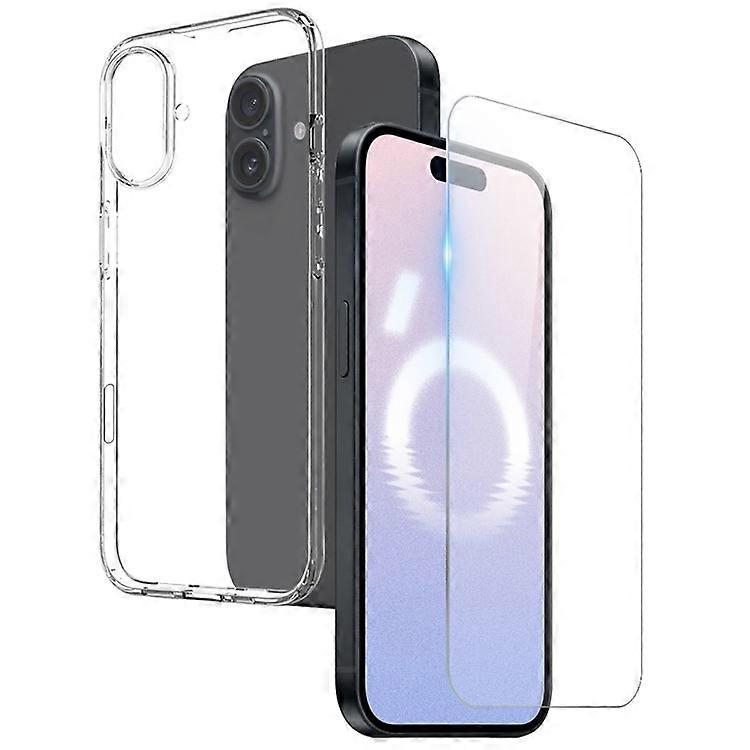 NORTHJO Compatible For iPhone 16 Plus Clear TPU Case with Tempered Glass Screen Protector