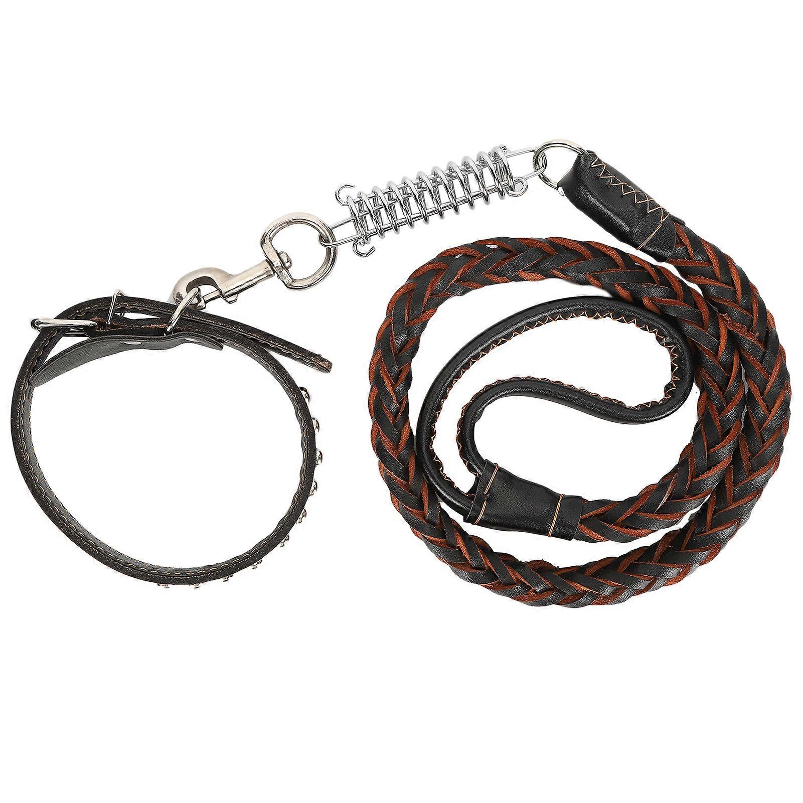 Dog Walking Leash with Collar Set for Large Medium Dogs, Anti-Lost, Durable Nylon, Black Color