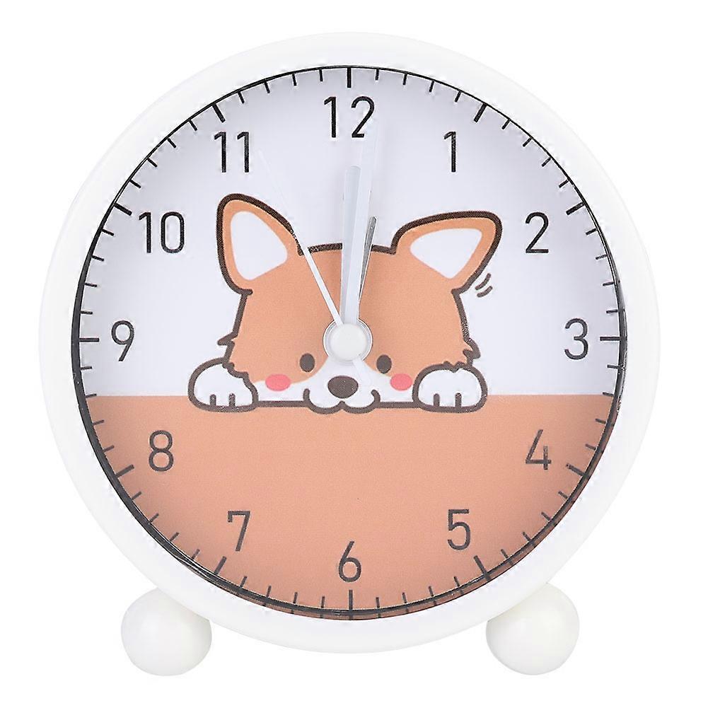 Cute Animals Pattern Mini Alarm Clock for Bedroom Bedside, Silent Electronic Clock with Dog Design, Non-Ticking, 4 Inches