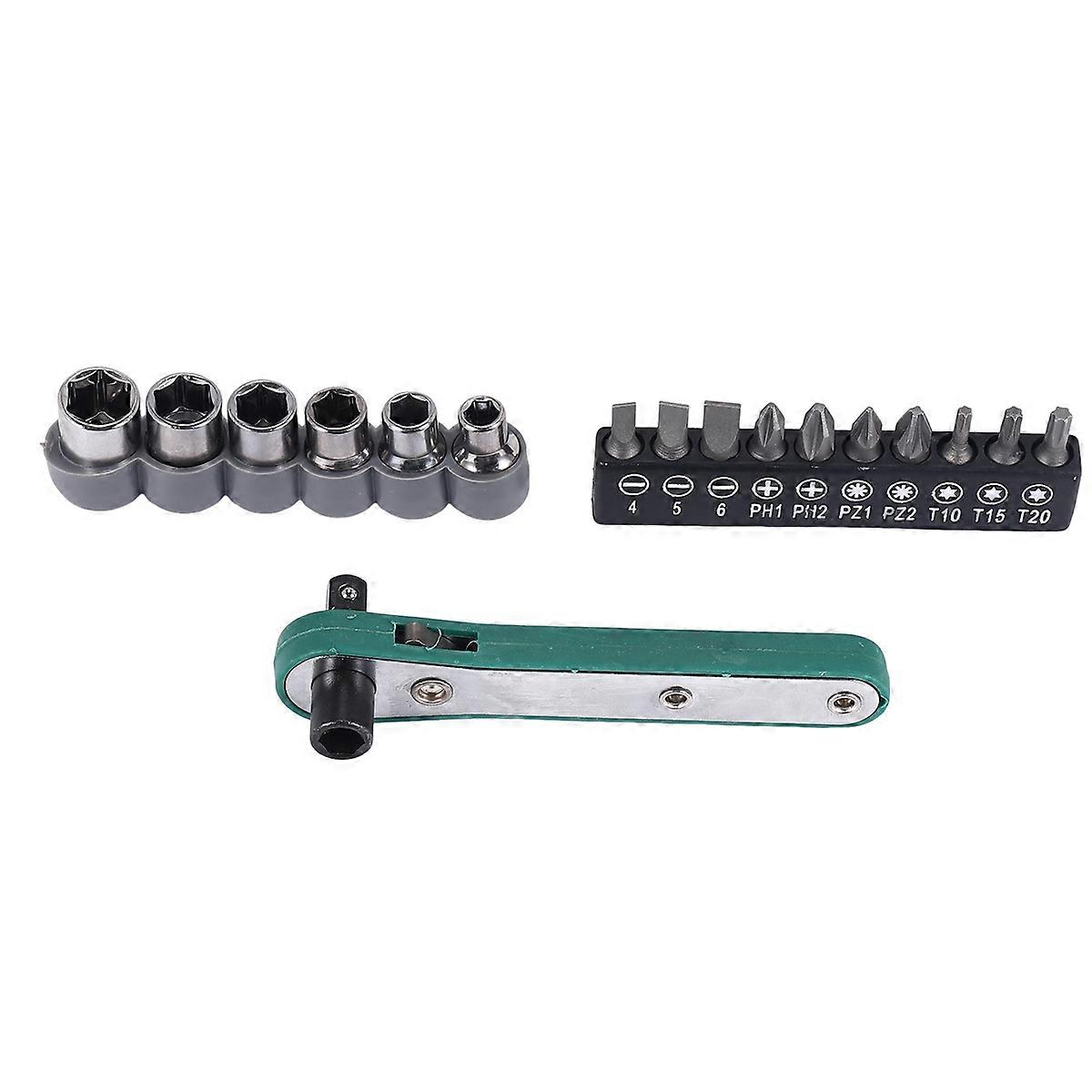 17 In 1 Chrome Vanadium Steel Wrench Driver Set Torx Screwdriver Set Ratchet Socket Torque Wrench Screw Bit Flat Bits Socket