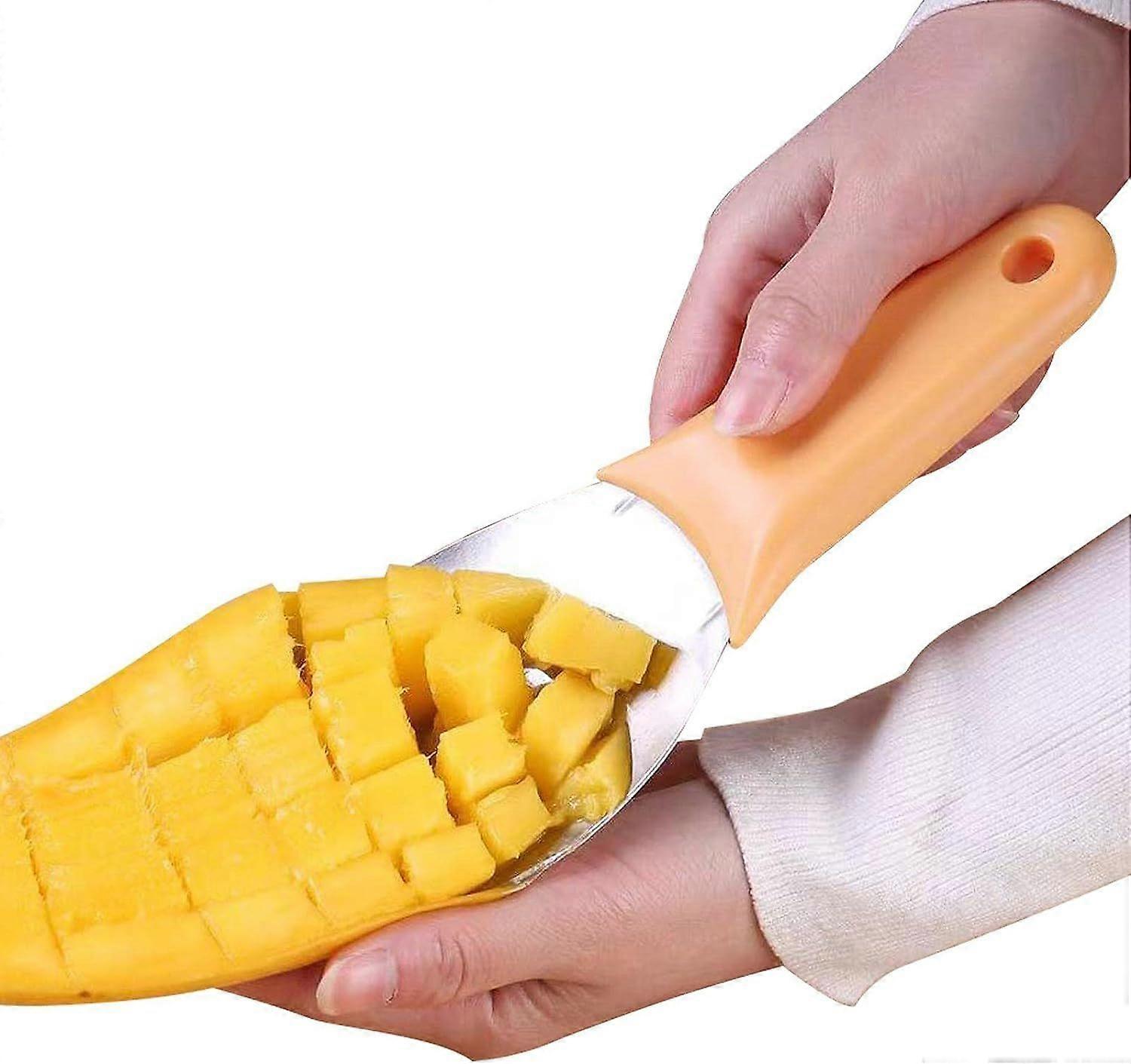 قاطع المانجو ، شفرة مقسم المانجو من الفولاذ المقاوم للصدأ ، أداة فواكه متعددة الوظائف مساعدة المطبخ البطيخ الكرة الفاكهة مغرفة القاطع مجموعة ، سكين نحت الفاكهة ، Carv