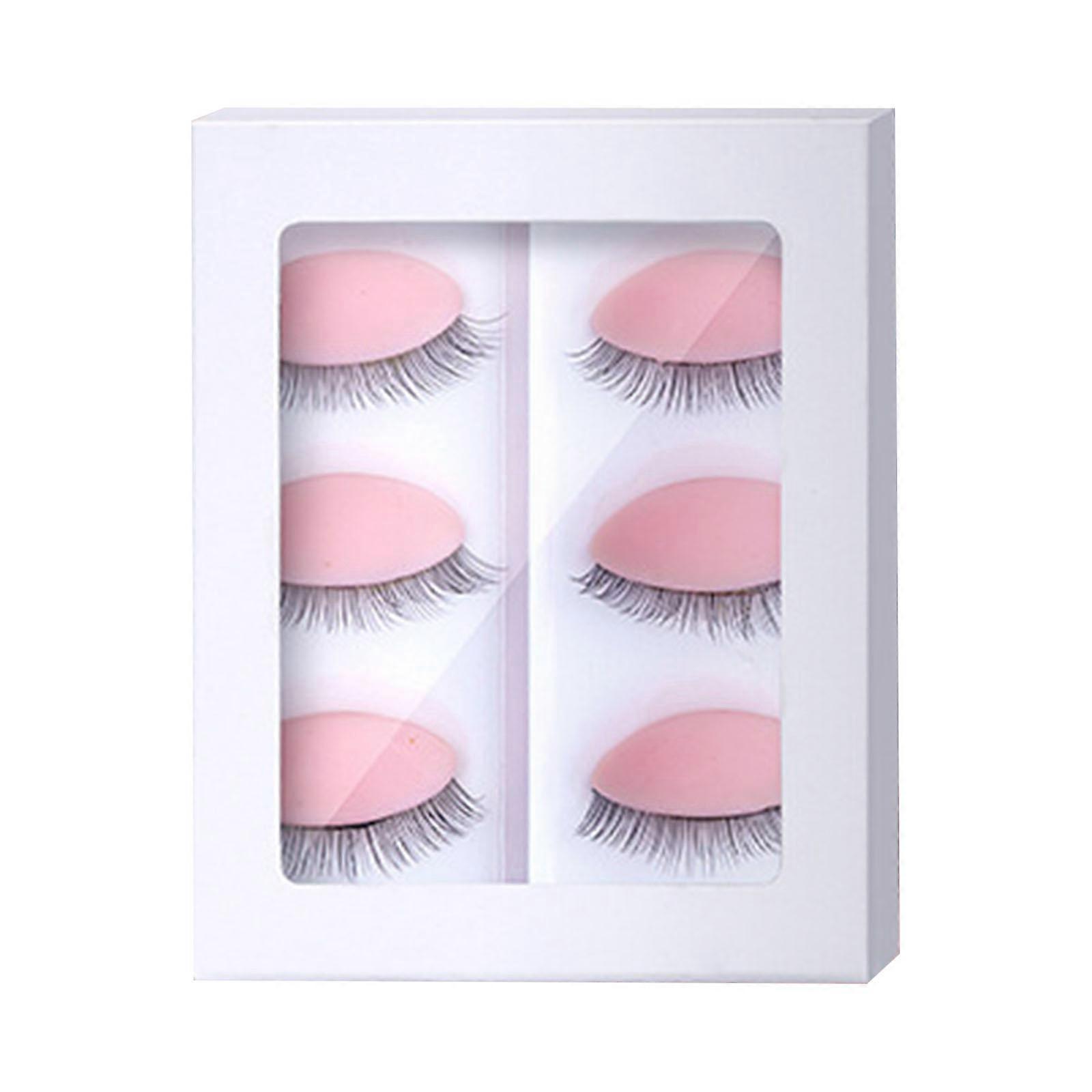 Professional 3 Pairs Lash Extension Practice Eyelids Realistic 3D Effect Silicone Strips Eyelash Training Tool PINK