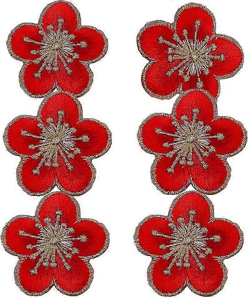 6 buc prune broderie aplicații DIY împodobire îmbrăcăminte patch-uri (roșu)