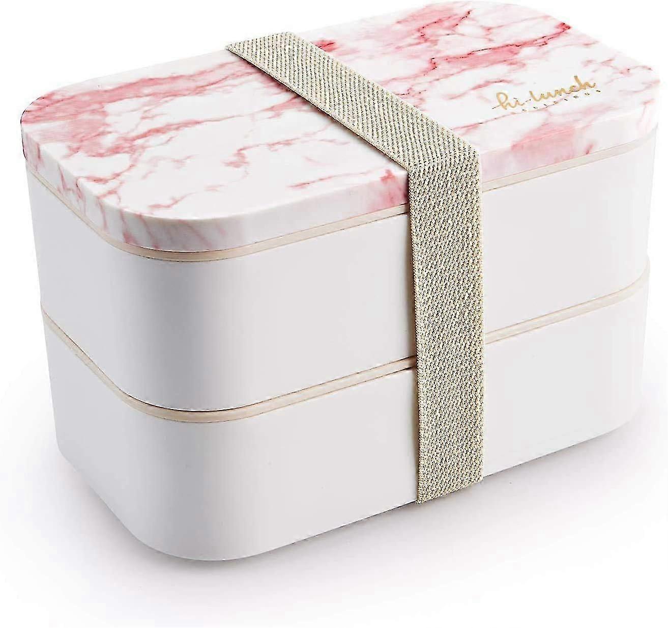 Stackable Bento Lunch Box Container - 1.6L Lunch Box with Cutlery Set, BPA-Free, Leak-Proof for On-The-Go Meal and Snack Packing (Pink)