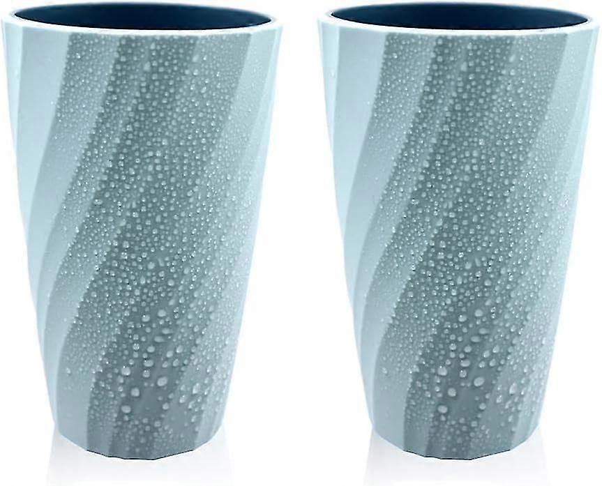 Set of 2 Unbreakable Soft Durable Bathroom Toothbrush Cups (Light Blue)
