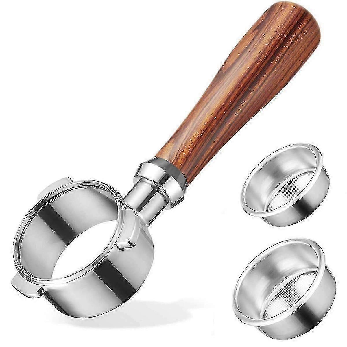 Bunnløs portafilter 51 mm, 3 ører bunnløs porta filter, med to pulverbrett, rustfritt stål sikt