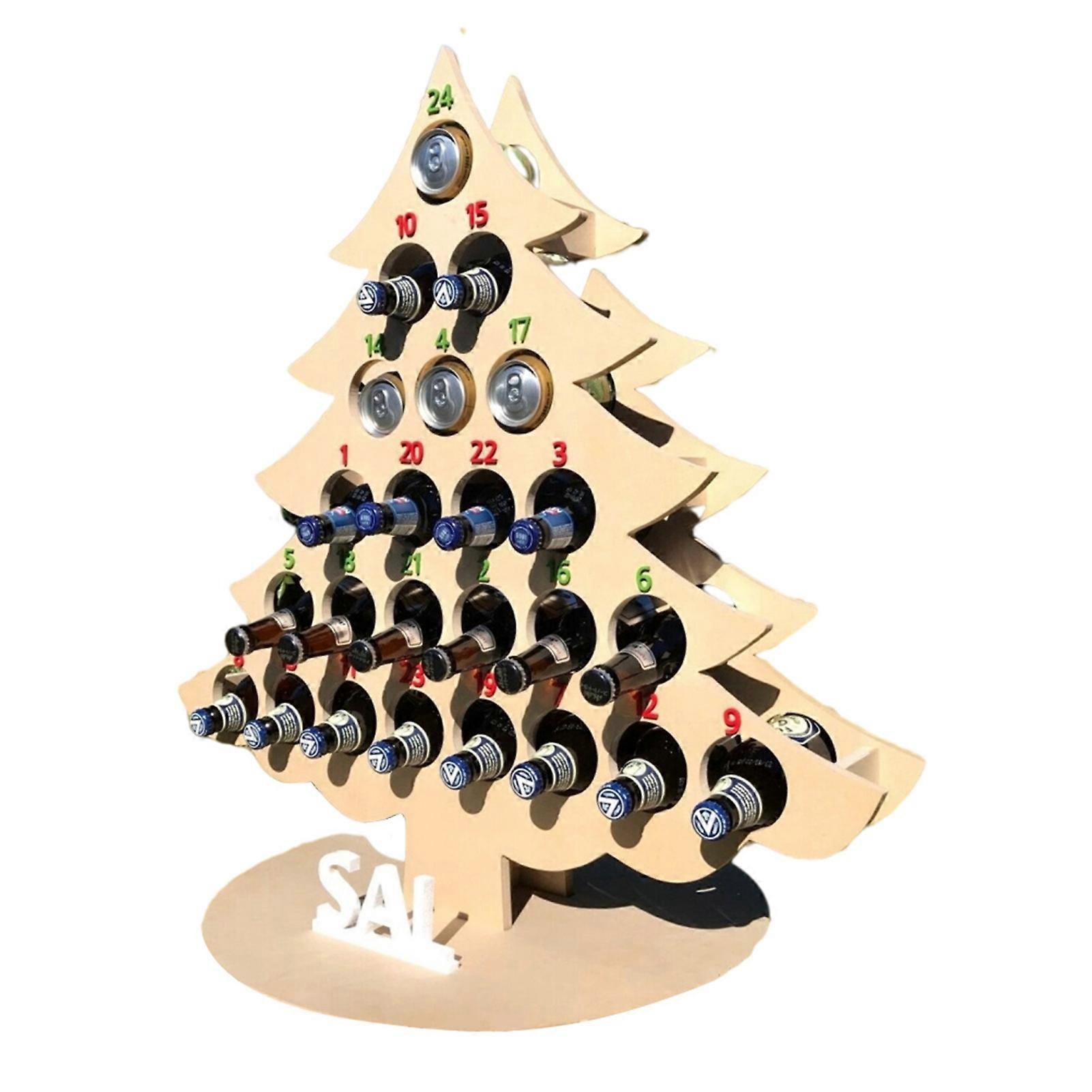 Calendrier de l'Avent de Noël avec compte à rebours de 24 heures, mini support pour bouteille de vin et d'alcool, décoration de Noël, cadeaux