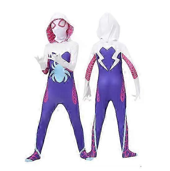 スパイダーマンコスチュームアダルトキッズグウェンステイシースパイダーコスプレスーパーヒーローボディスーツジャンプスーツ女性(PrettyJ)