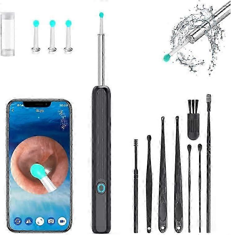Inabuletwo ferramenta de remoção de cera de ouvido, pá limpador de orelha com câmera de ouvido, 1296p Ear Scope, Earwax Remover Picker com 3 colheres de ouvido, Ear Pick com 6 Led Ligh