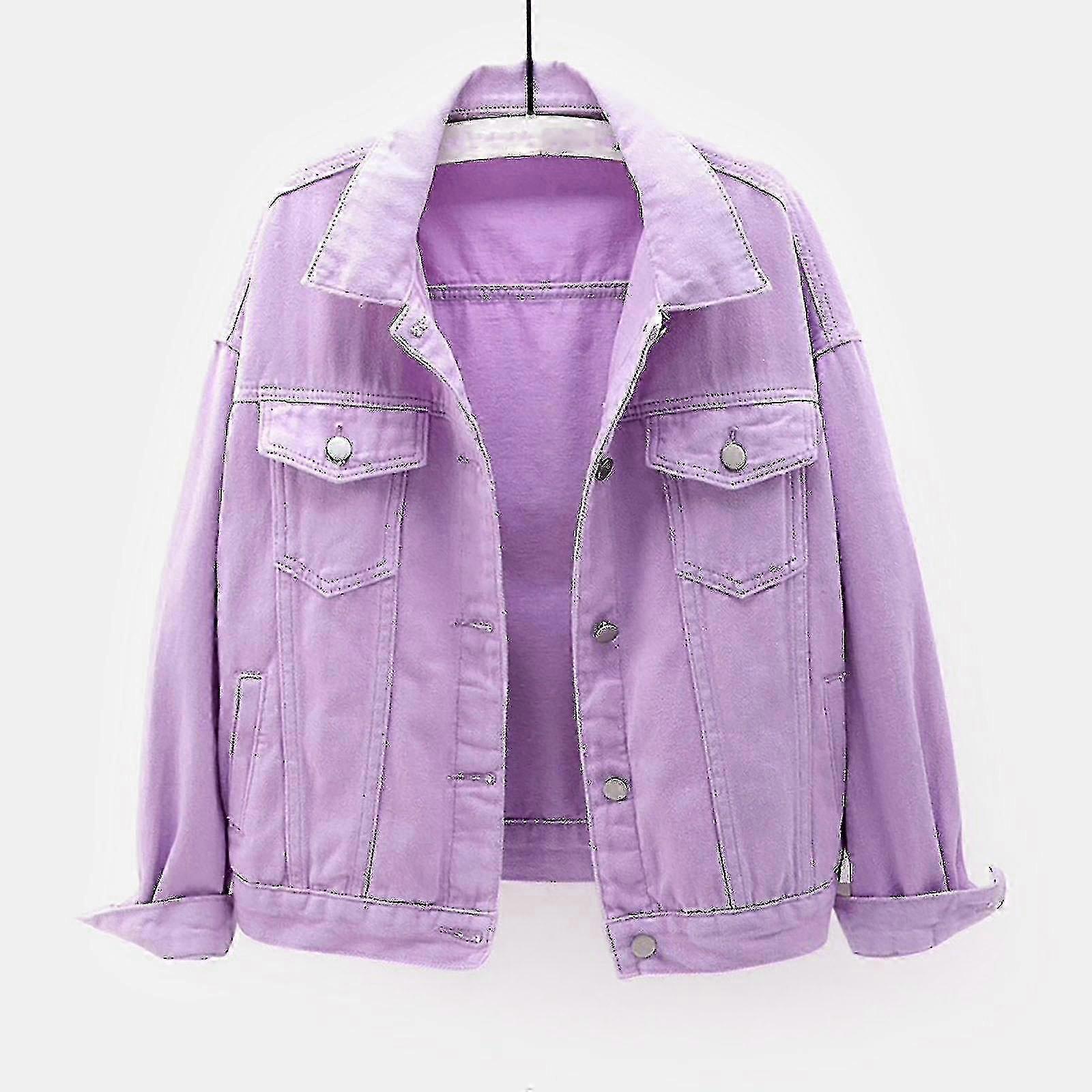 Warm Solid Denim Jacket compatible with Women Spring & Autumn Outerwear