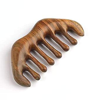 Natuurlijk hout brede tand haar kam hoofd hoofdhuid massage geen statische groene sandelhout haar kiezen houten kam voor mannen en vrouwen met gratis opbergzakje