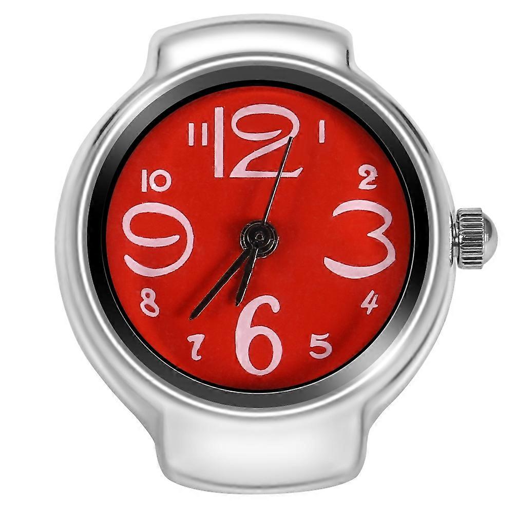 Fashion Round Quartz Analog Watch for Men and Women with Ring (Red)