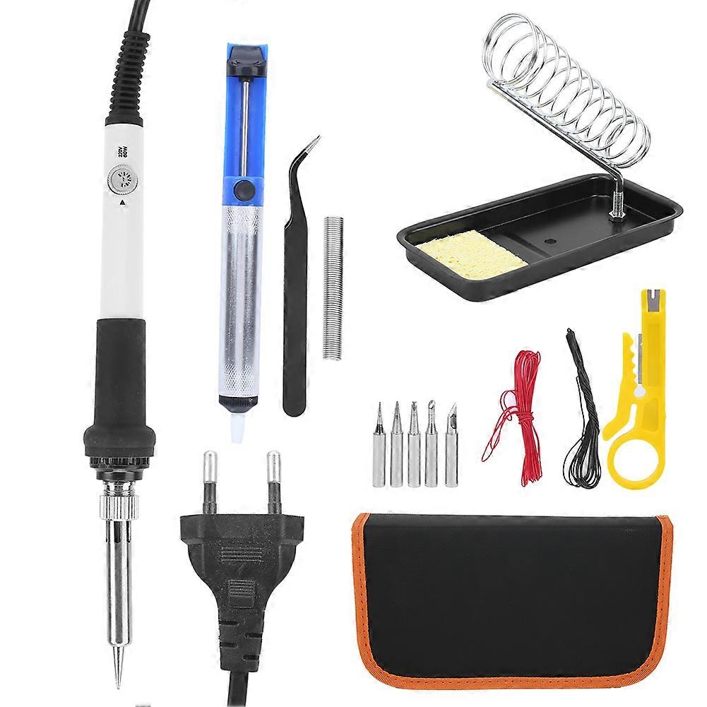 15Pcs Electric Soldering Iron Set Adjustable Temperature 60W White Welding Tools