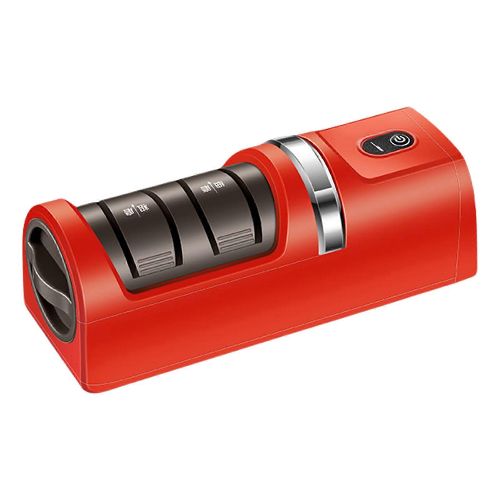 Cordless Electric Cutter Sharpener with Diamonds Wheel Wireless Scissors Sharpening Stone for Home and Outdoor Use Red
