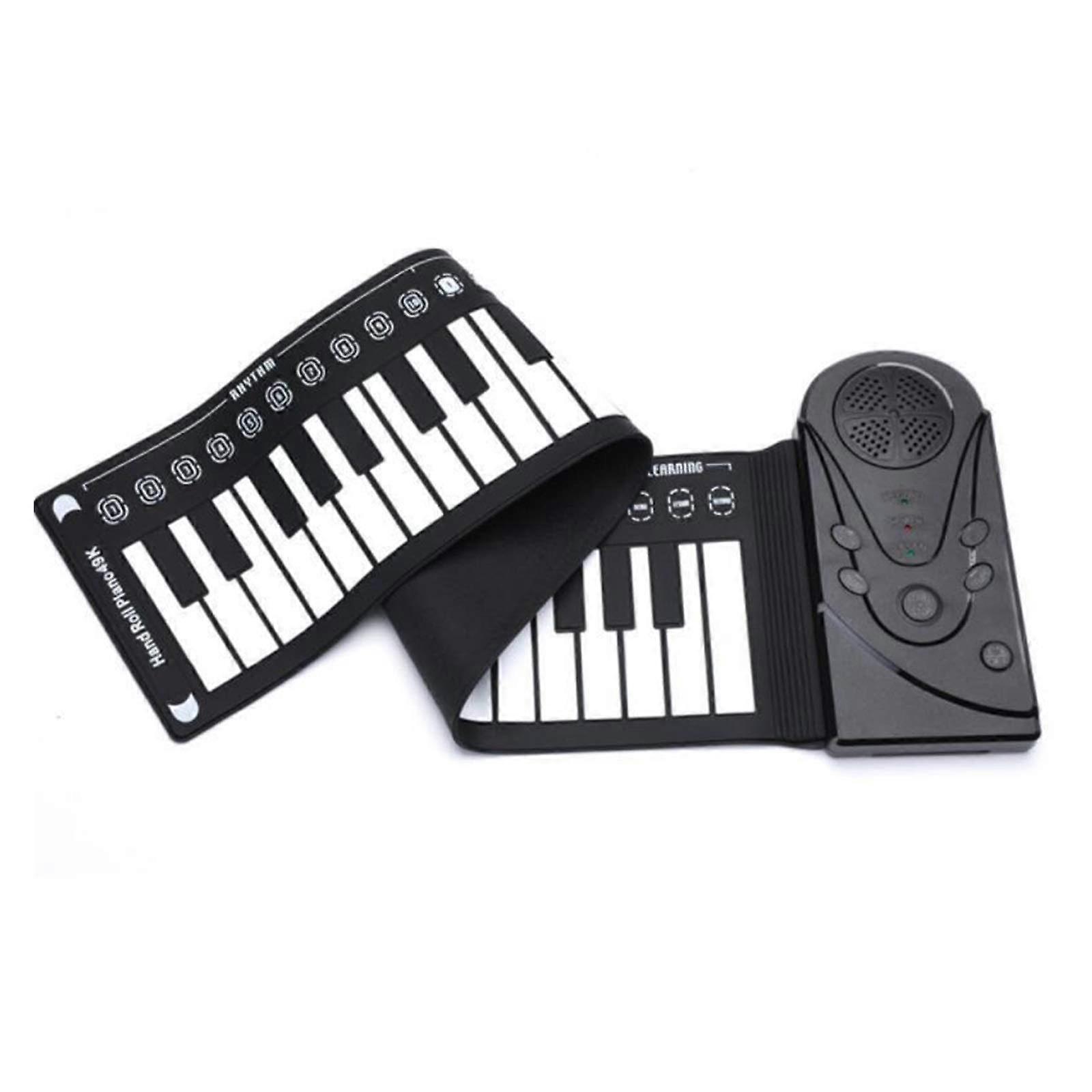 Portable 49-Key Folding Roll-up Piano (Black - English Packaging) by Ander Online, Powered by 3 AA Batteries (Batteries Not Included)