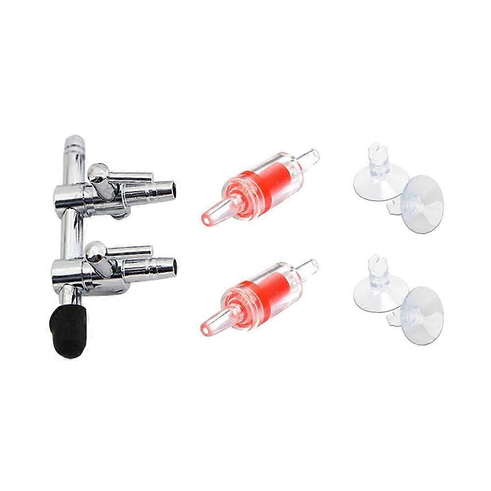Aquarium Air Pump Separator Set with 2 Air Flow Control Valves and 2 Non-Return Check Valves for Dual Air Supply