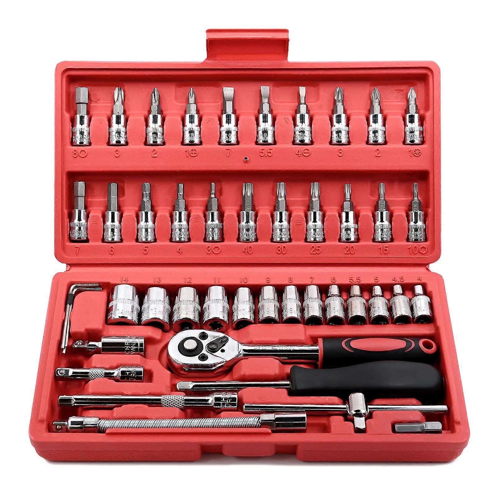 EGOFİNE 46-piece 1/4-inch socket set, metric socket bit set and extension rod