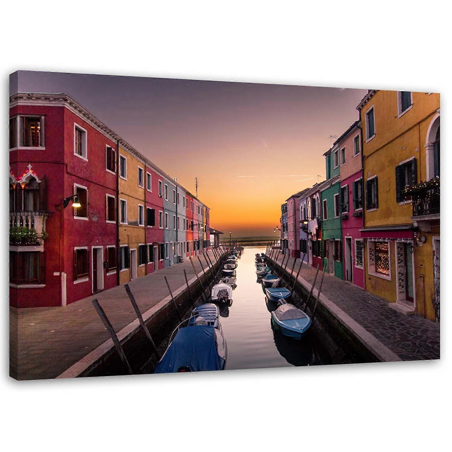 Lienzo, Ciudad junto al canal - 60x40