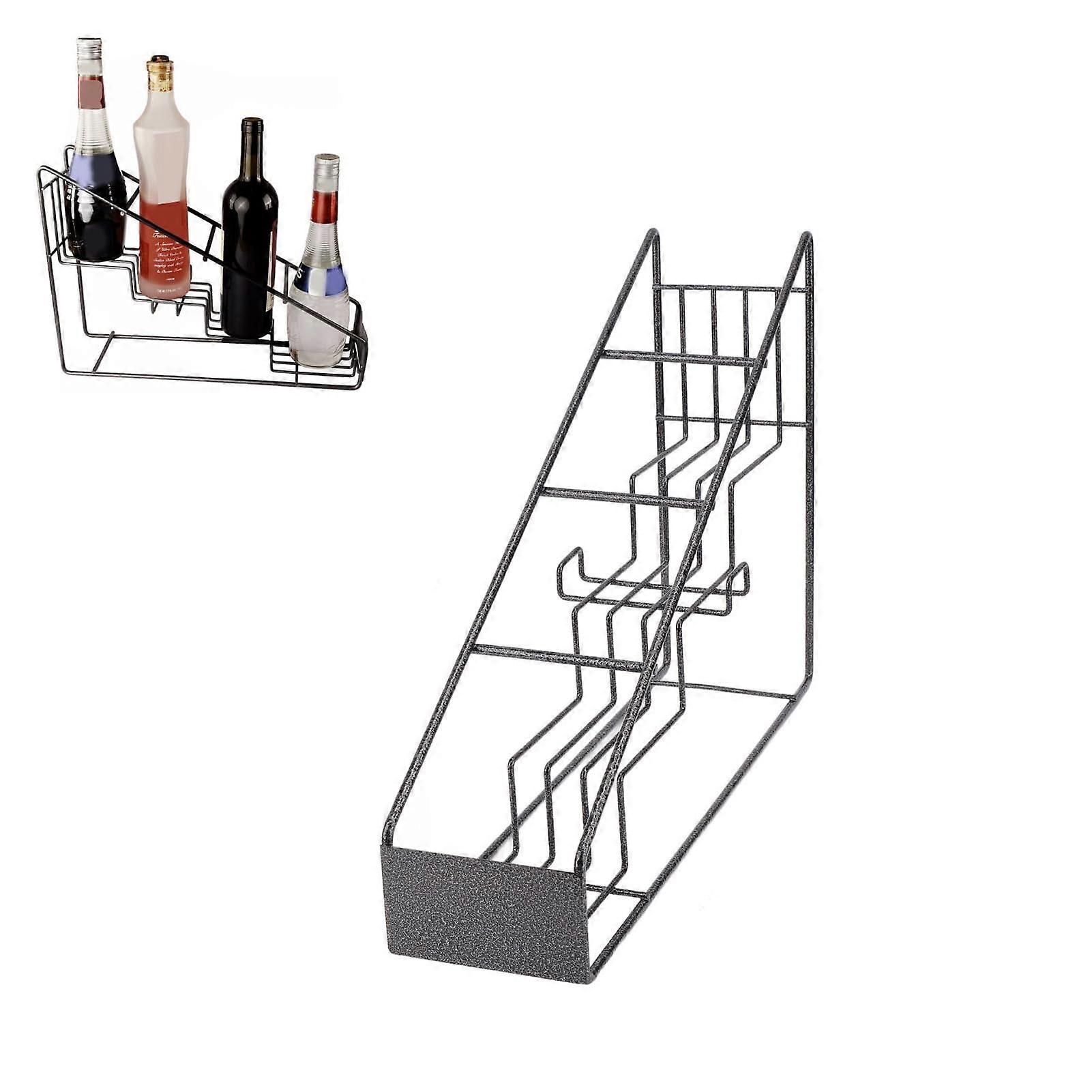 Coffee Syrup Rack 4-Tier Stainless Steel Wire Bottle Holder for Countertop Display - Organizer for Syrup, Wine, Juice, Kitchen