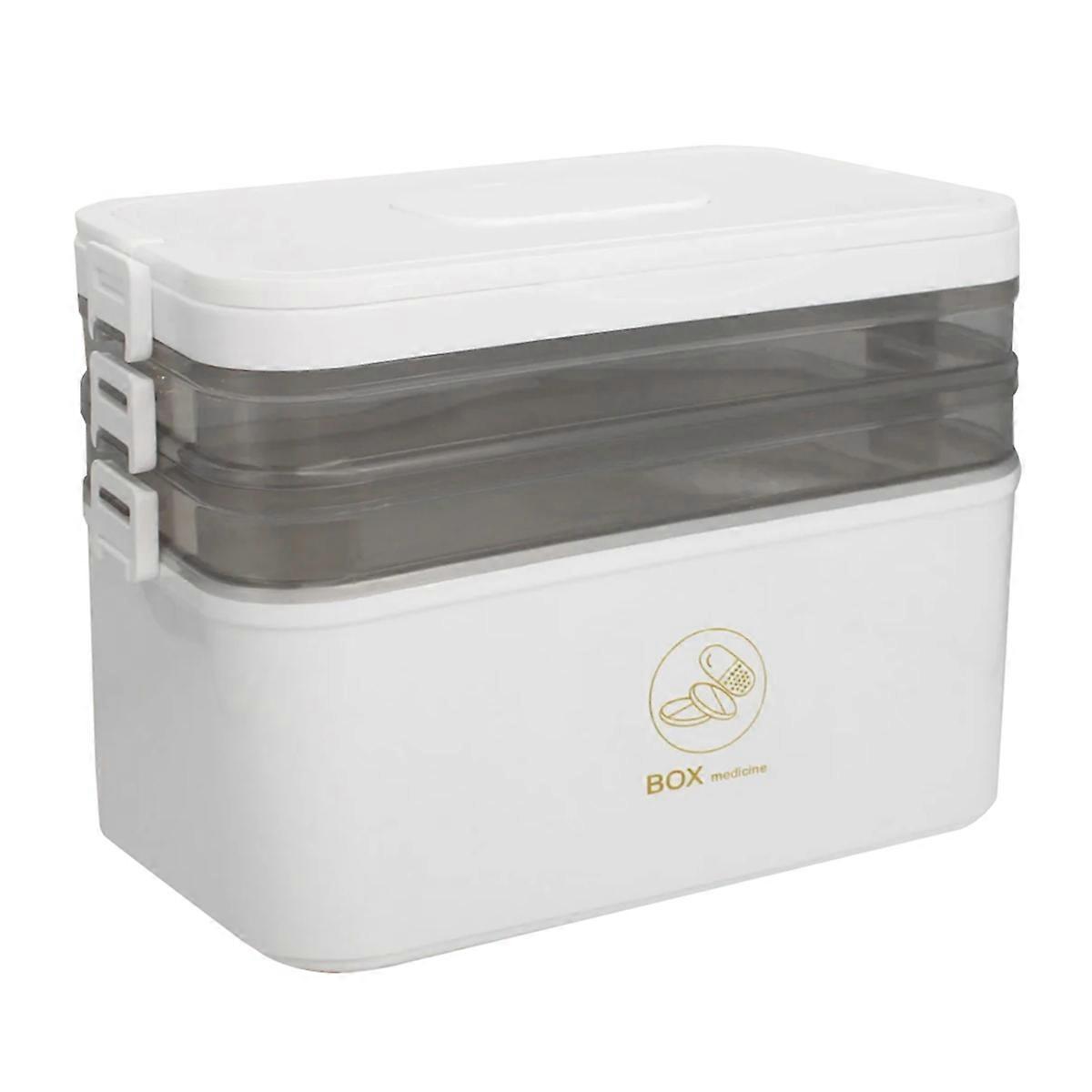 Portable medicine box 3-layer partition large-capacity storage box