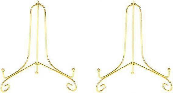 (2 Pack) 4" Iron Display Stand, Small Gold Iron Easel Plate Display Photo Holder Stand, Display Card, Decorative Plates CJL