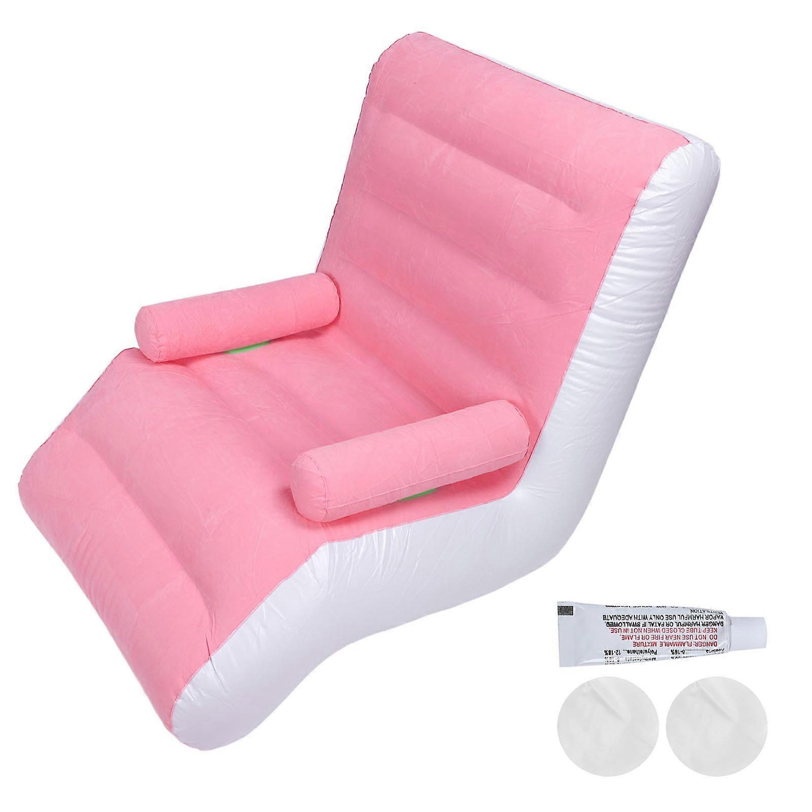 Inflatable Sofa Ergonomic S Shaped Portable Soft Flocking Surface Blow Up Couch for Home Travel Office