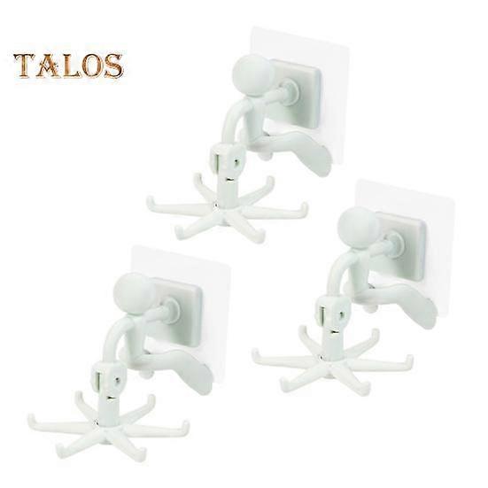 3Pcs Wall-Mounted 360-Degrees Rotating Storage Hooks Strong Load-bearing Vertical Hanging Multi-Functional Kitchen Hook Organizer