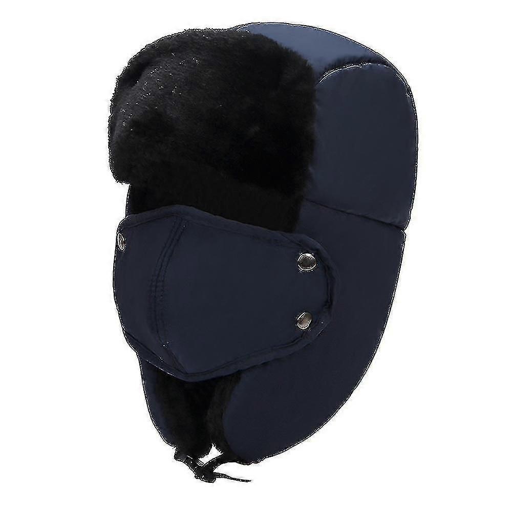 Neutral Shearling Sheepskin Leather Pilot Winter Fur Hat