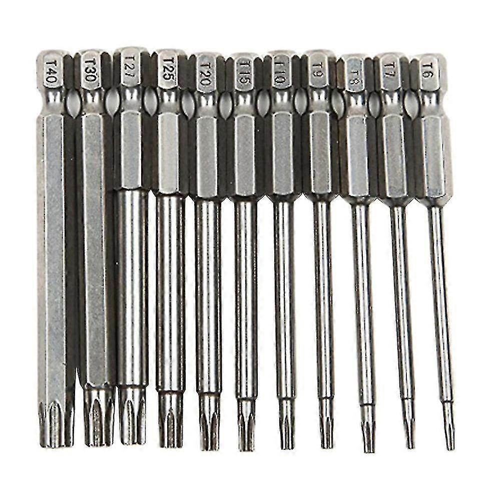 11pcs 75mm Hole 1/4inch Hexagonal Shank Torx Electric Screwdriver Bits Tool Set Jikaix