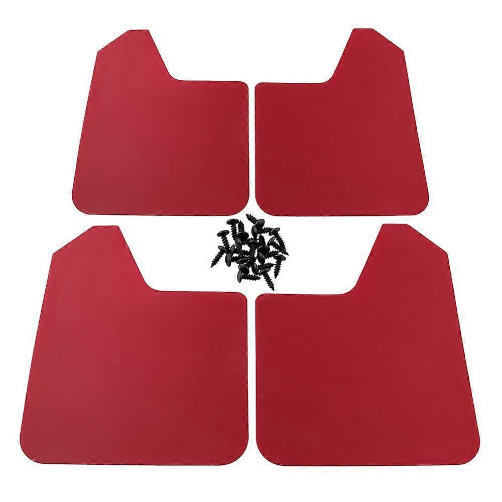 Universal Basic Red Mud Flaps Set for Cars, Trucks, SUVs, Vans - Durable Waterproof Rubber, Custom Fit, 4-Piece Set