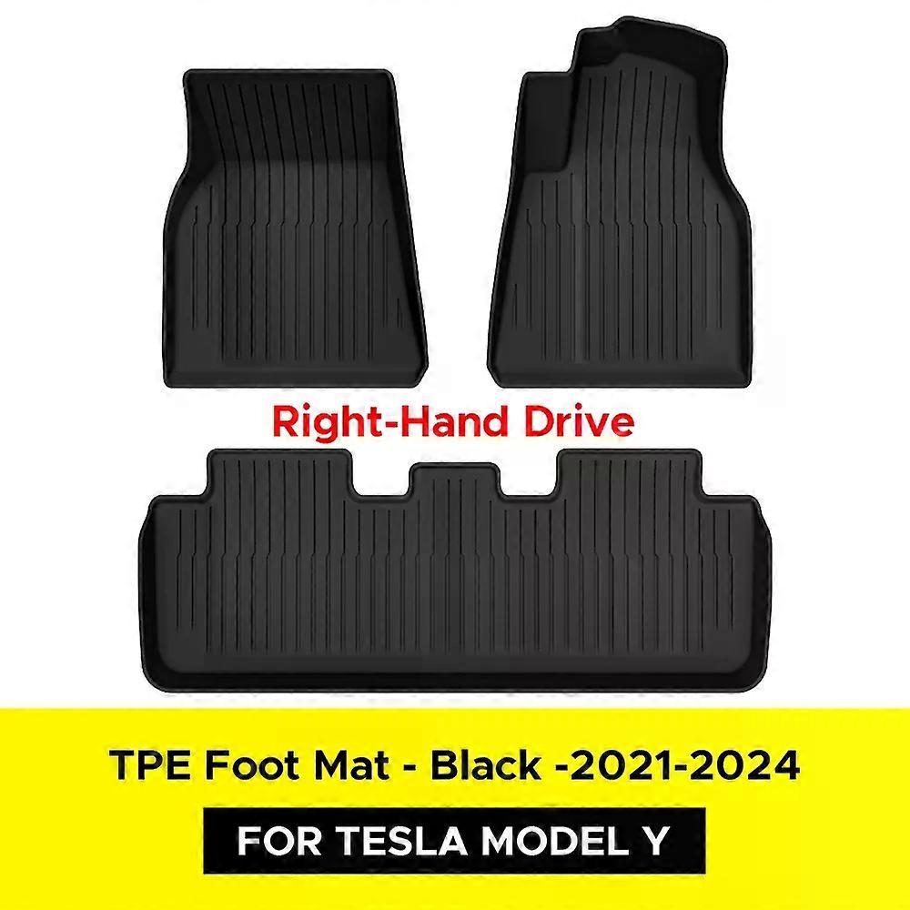 For Tesla Model Y 2021-2024 Floor Mat Left and Right Hand Drive TPE Carpet Waterproof Weather-resistant Foot Pads Mats
