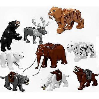 Juego de bloques de construcción de vida silvestre de la ciudad de 9 piezas con figuras de mamut y dientes de sable - Juego divertido y educativo