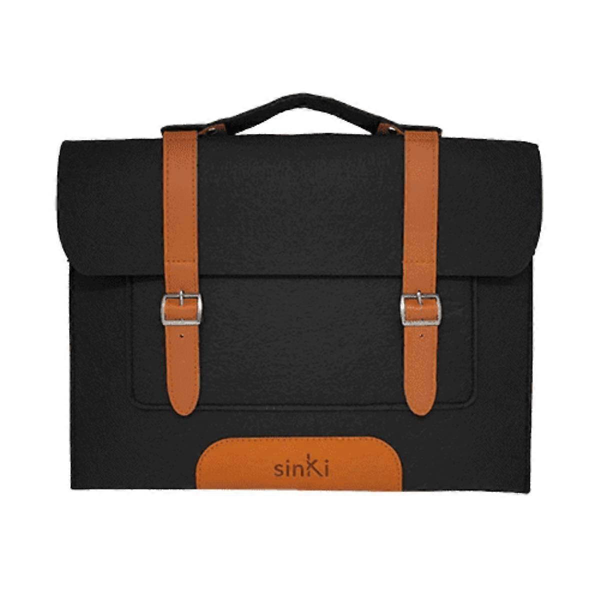 Felt 13'' PC / Tablet Briefcase with Shoulder Strap, Black / Orange