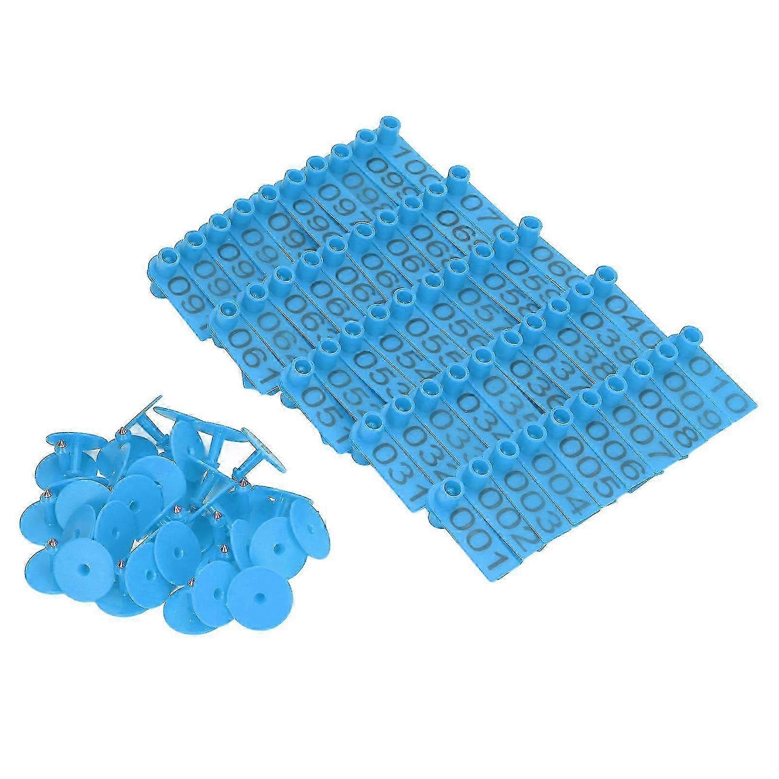 Identification Card 100 Sets Numbered Cattle Ear Tags Accurate Livestock For Cow Pig Sheep Blue