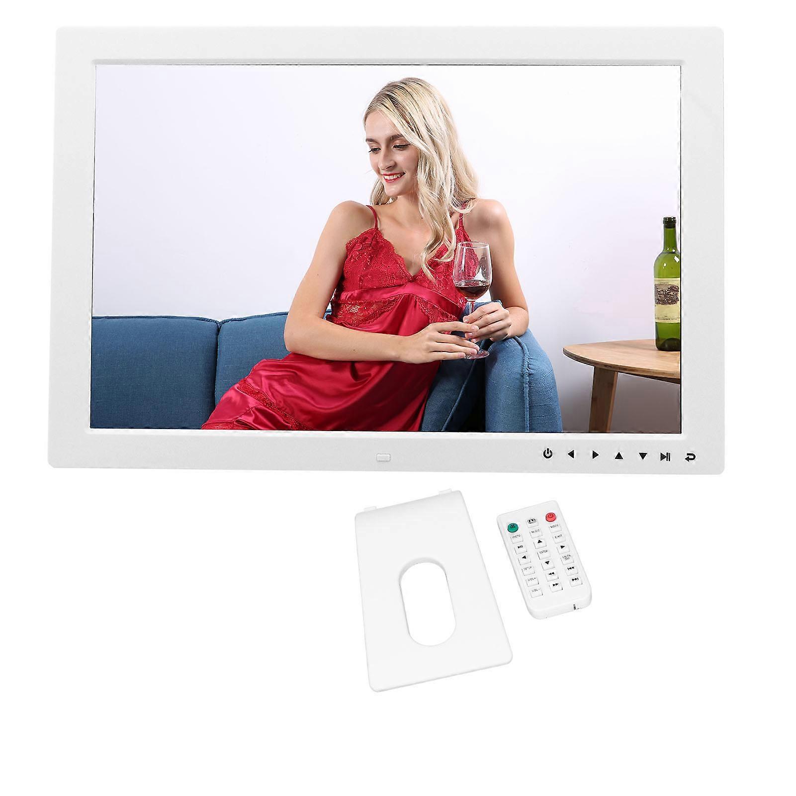 17 Inch Digital Photo Frame Touch Key Multifunctional Video Picture Play Music Clock Calendar White