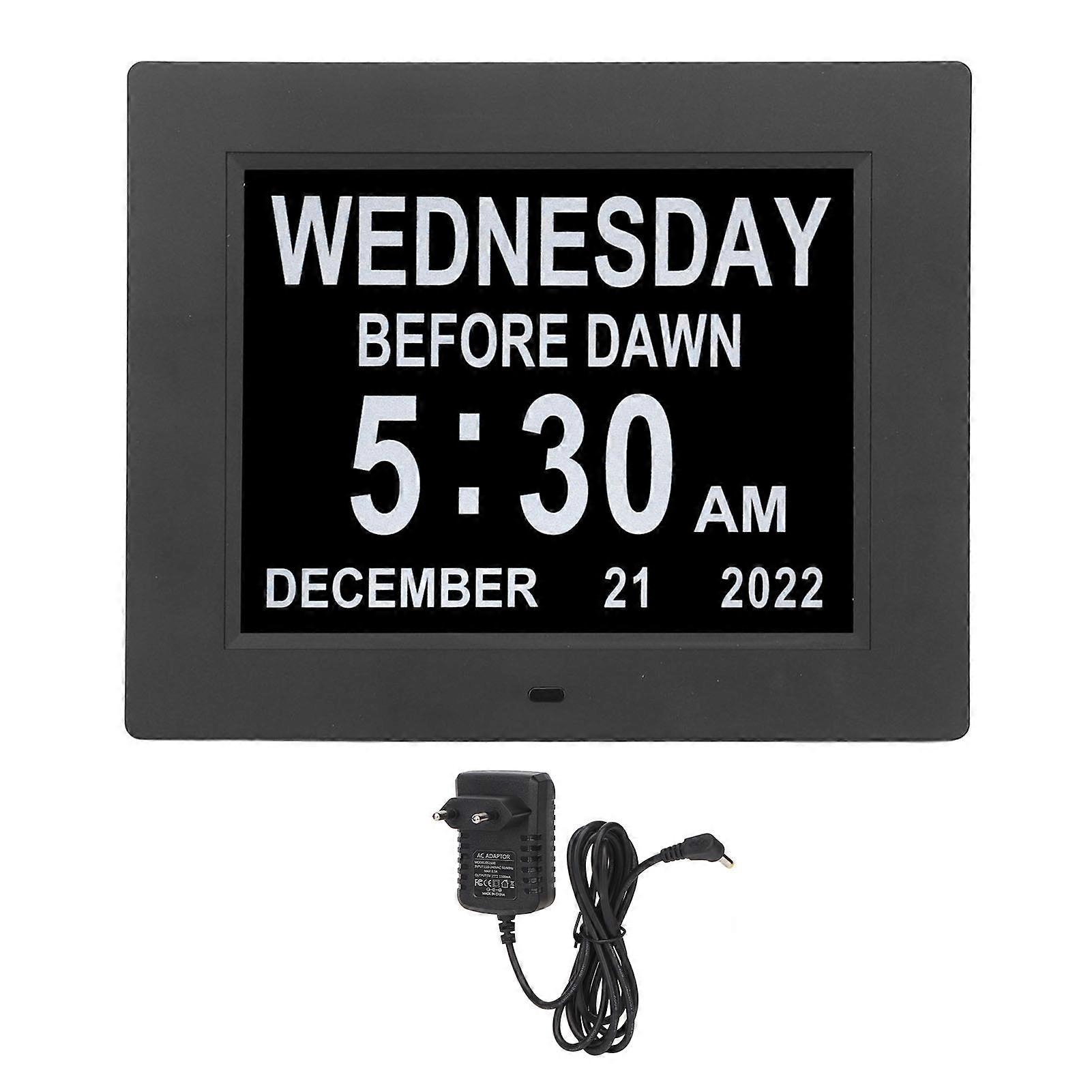 8inch Digital Day Calendar Clock Alarm Reminders 8 Languages Large HD Display Elderly Digital Clock