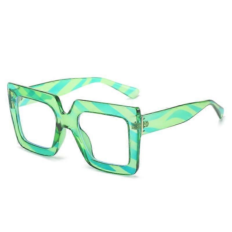 Reading Glasses Blue Light Blocking Oversized Square Flat Light Mirror Computer Readers Green 0.00 Anti Eyestrain Eyeglasses