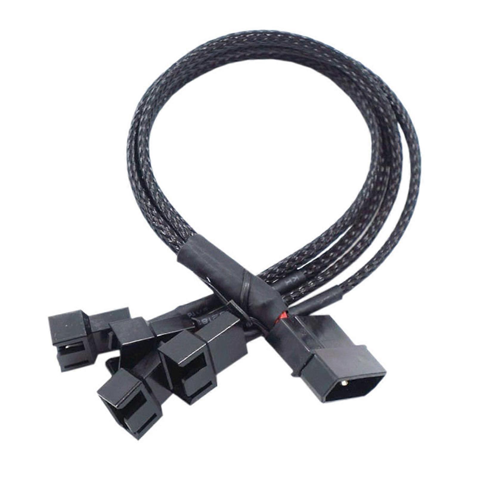 IDE 4Pin Molex To 4 Port 3Pin/4Pin PC Computer Fan Power Supply Cable 12V Speed Reduction Lines Deceleration Cord 24AWG