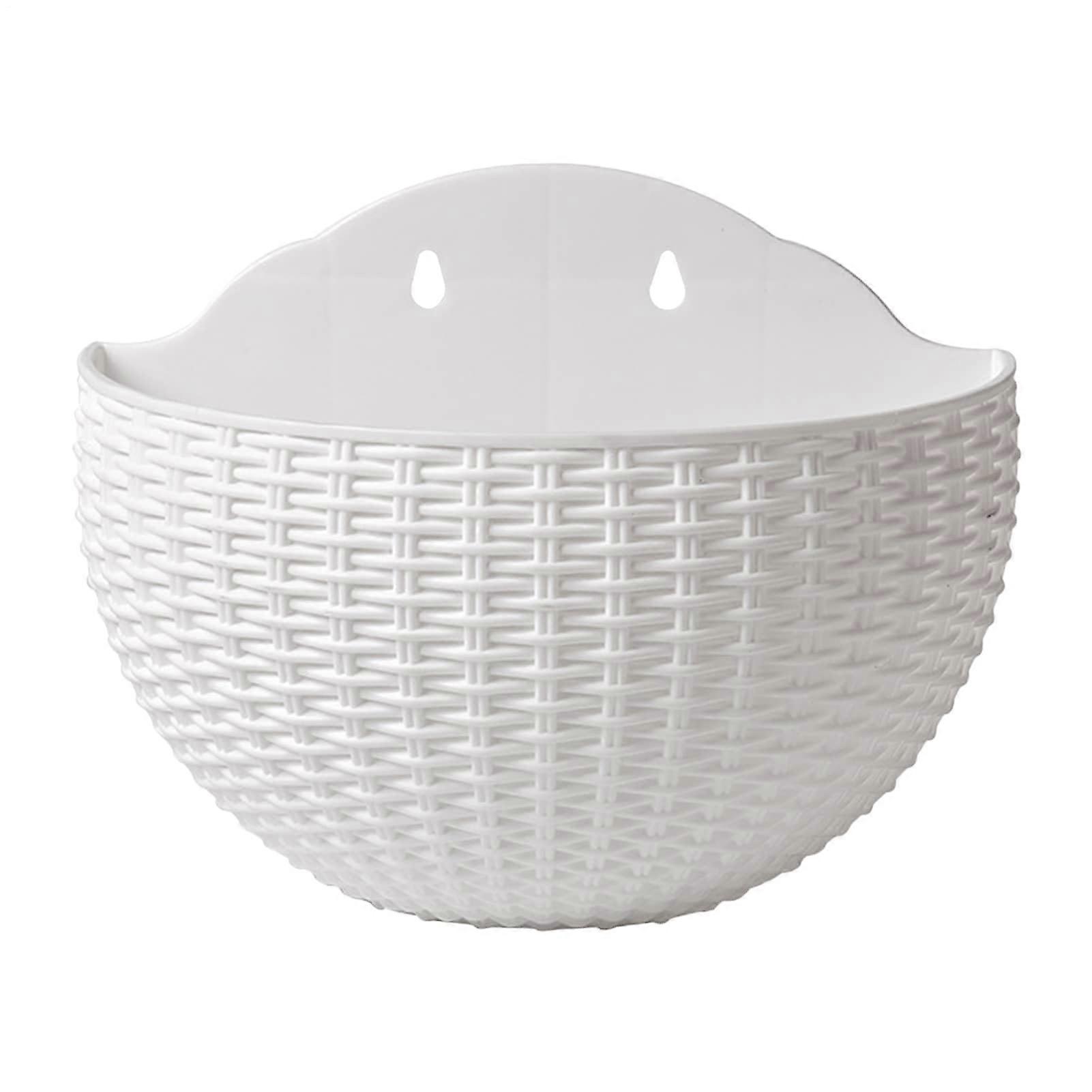 Indoor Plant Pot Boho Rustic Wall Planter Rattan Style White Terrace Flower Wall Stand Easy-To-Use Fence Decor Baskets