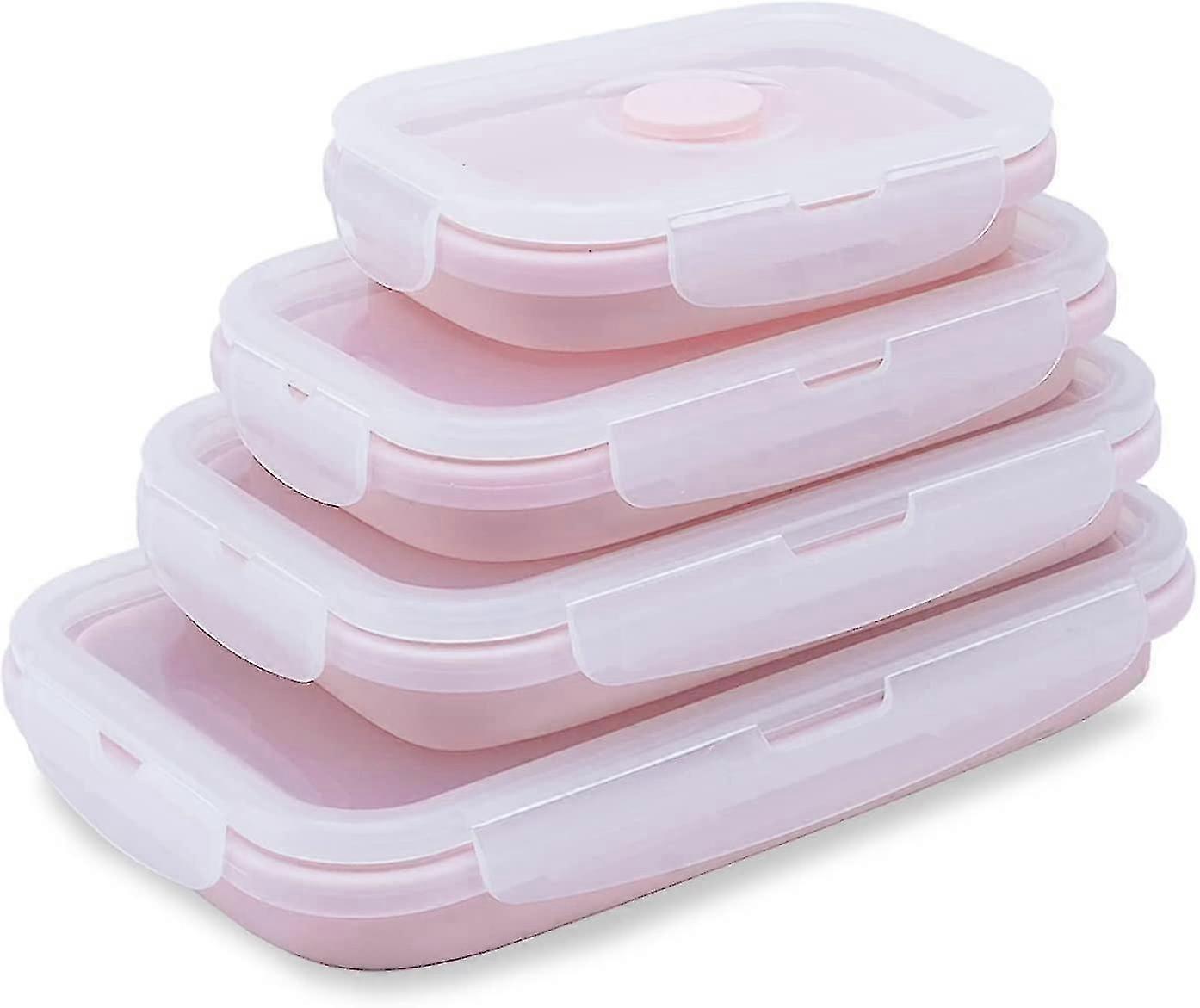 4pcs Airtight Food Containers - Stackable And Versatile, Pink